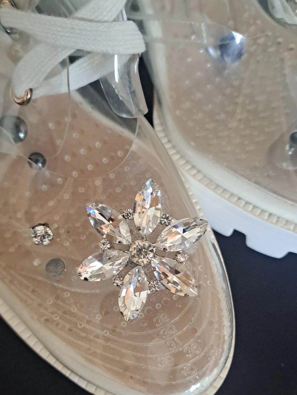 Devine Luz White Embellished Clear Beautiful Platform Heels